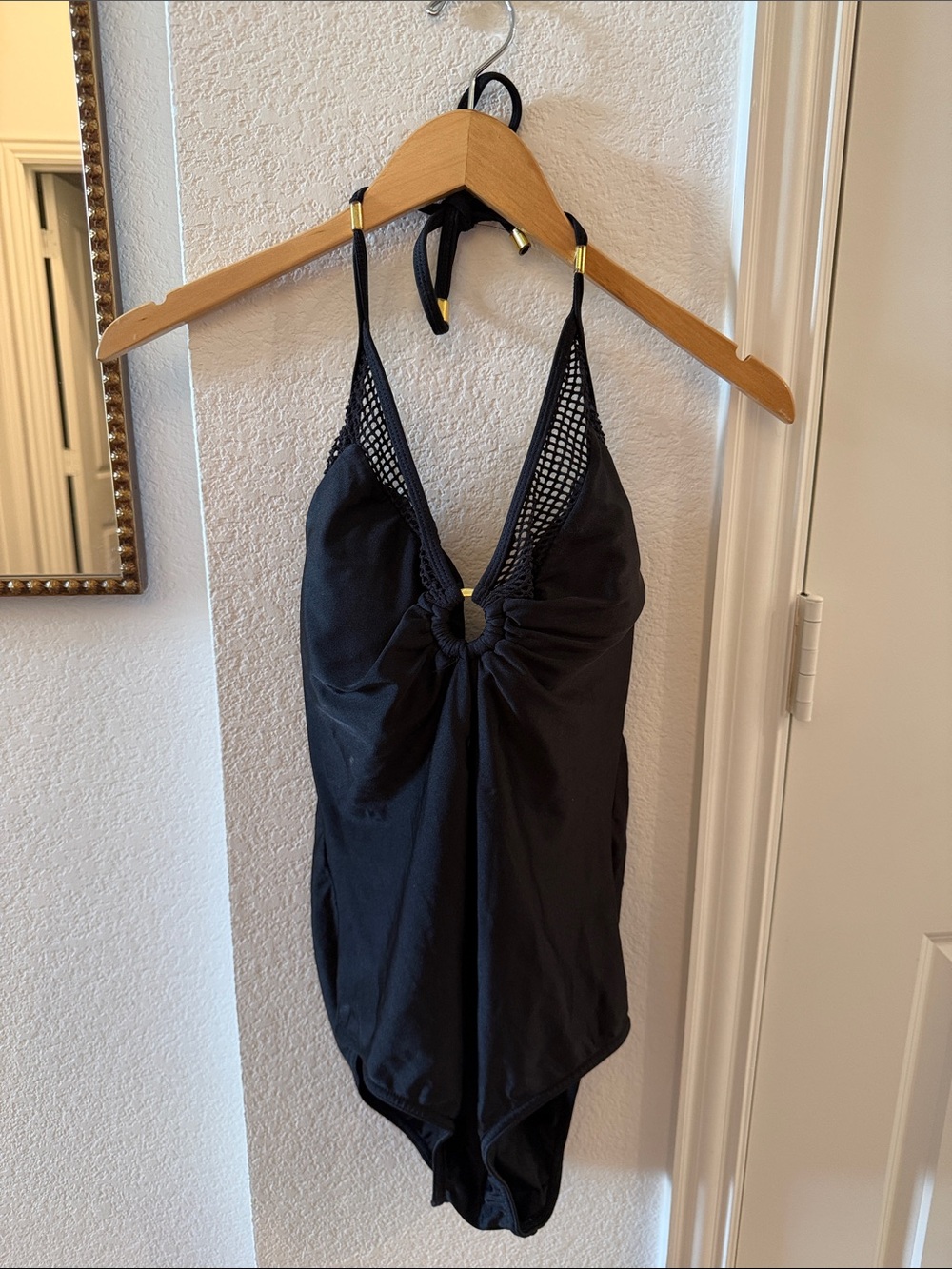 VENUS Black One-Piece Swimsuit with Mesh Detail